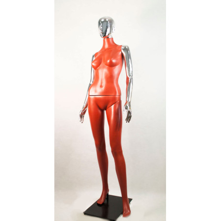 Манекен пластиковий жіночий в повний зріст терракотовий з металізованими руками та головою модель "Сиваян Аватар"  (платина)